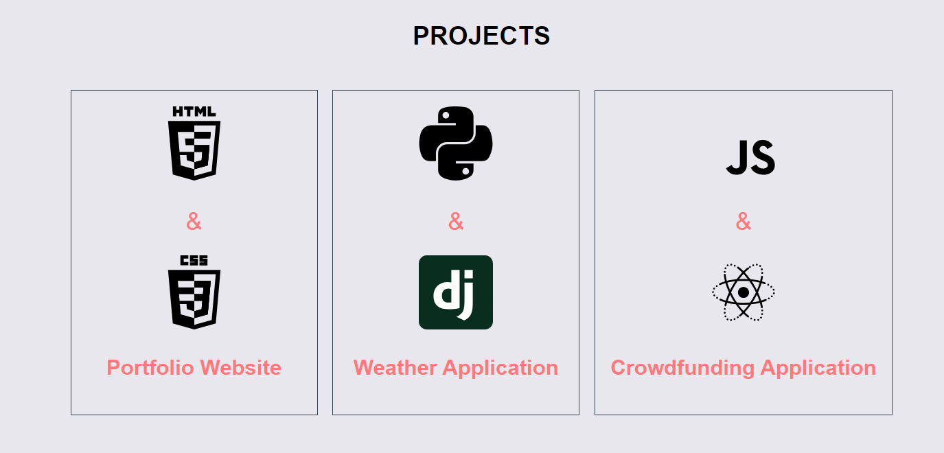 projects section web view screenshot